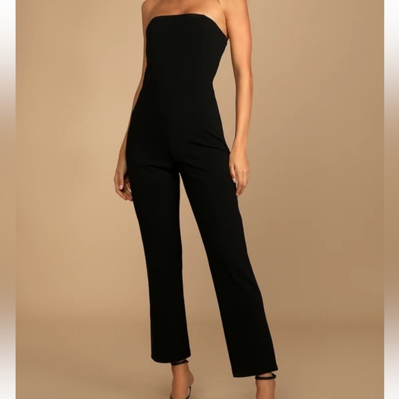 Lulus Pants - Black strapless jumpsuit back cutout